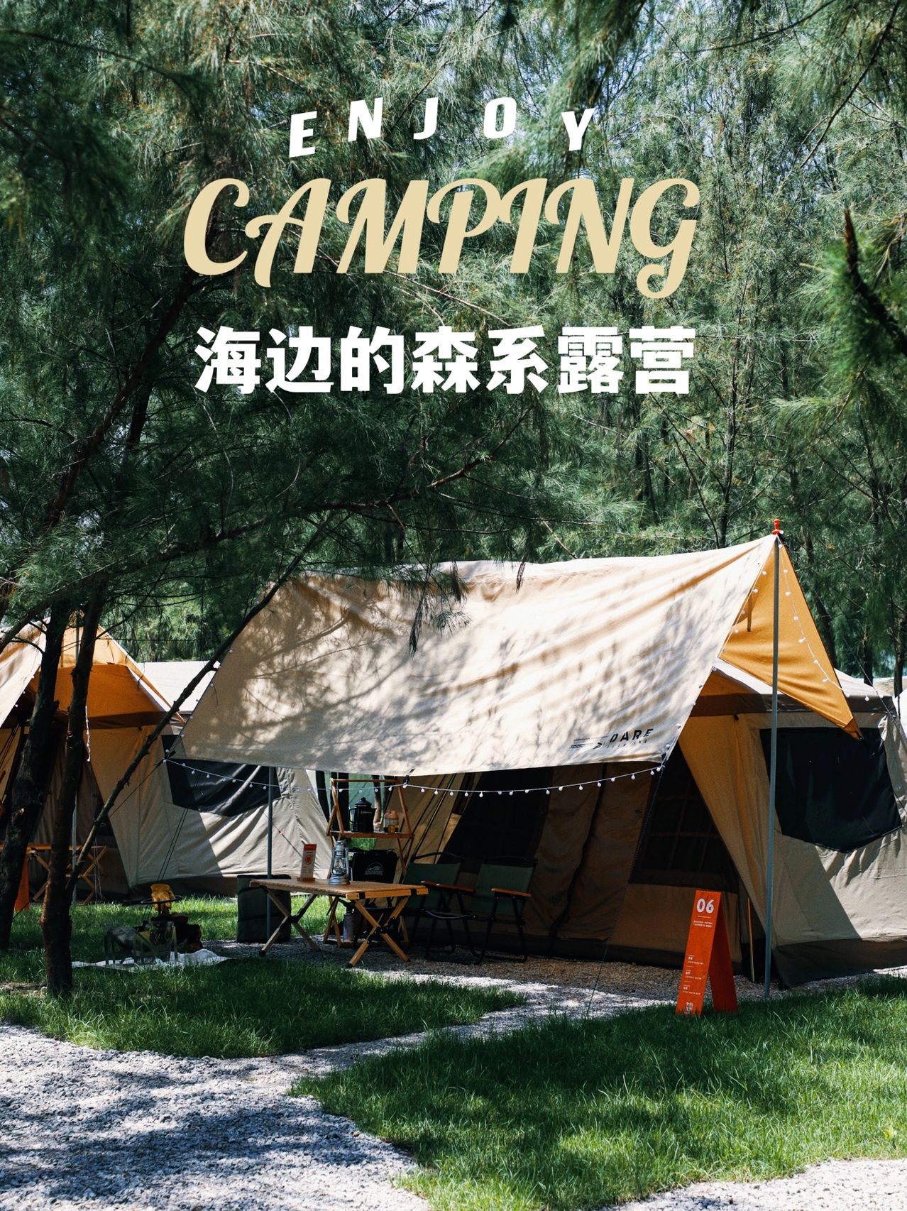 海边露营宝藏地睡在森林，走出帐篷就是海