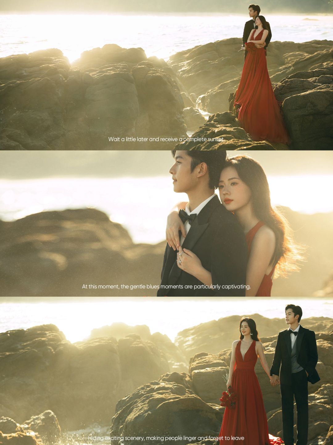 哇❗️我在海南拍的婚纱照好像会发光✨
我的这套婚纱照也太美啦吧~
在夕阳底下，最