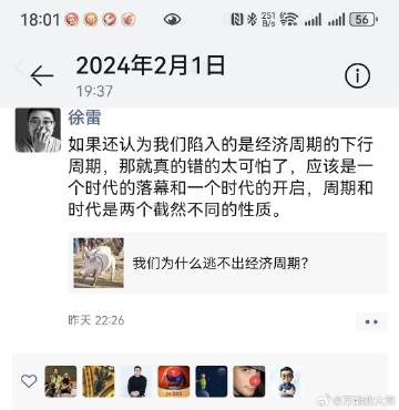 昨天徐雷说的这个事情，我去从元旦后开始感觉到的，在此之前我觉得就是一个周期问题，