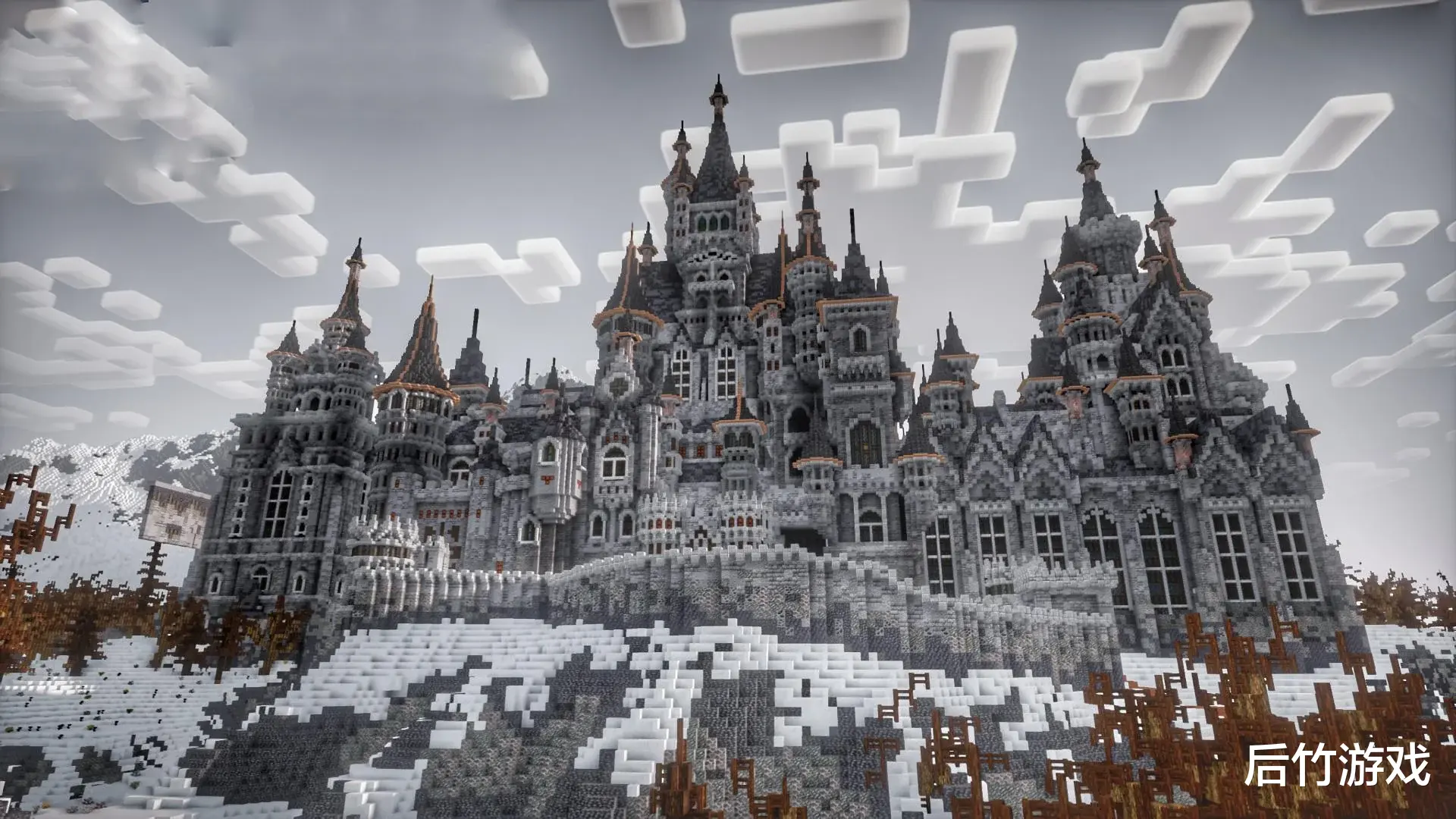 玩家在《我的世界》建成生化8的迪米特雷斯库城堡