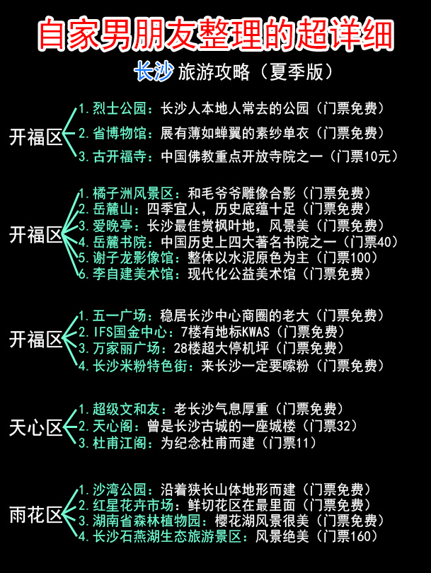 自家男朋友整理🆘超详细长沙旅游攻略