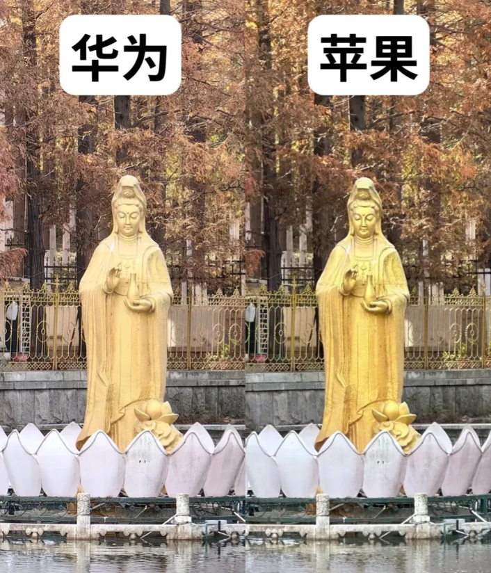 为什么华为手机和苹果手机拍出来的照片，效果差距这么明显。
同样的光线下，同样没有