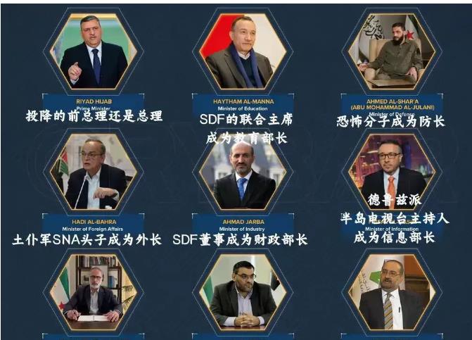 朱拉尼这个人不简单，组建的新政府把叙利亚各个势力都照顾到了。自己任国防部长军权一