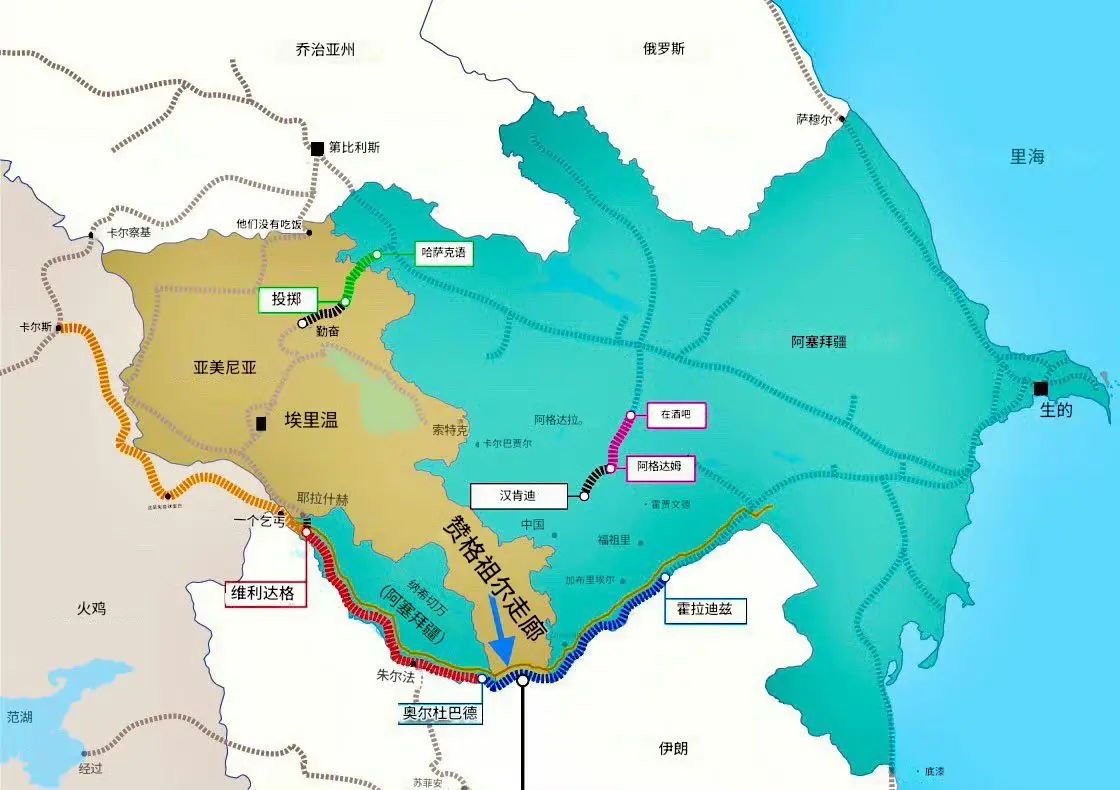 伊朗正准备向亚美尼亚派遣军队，以保卫其北部边境。
此举可能会与赞格祖尔走廊计划相