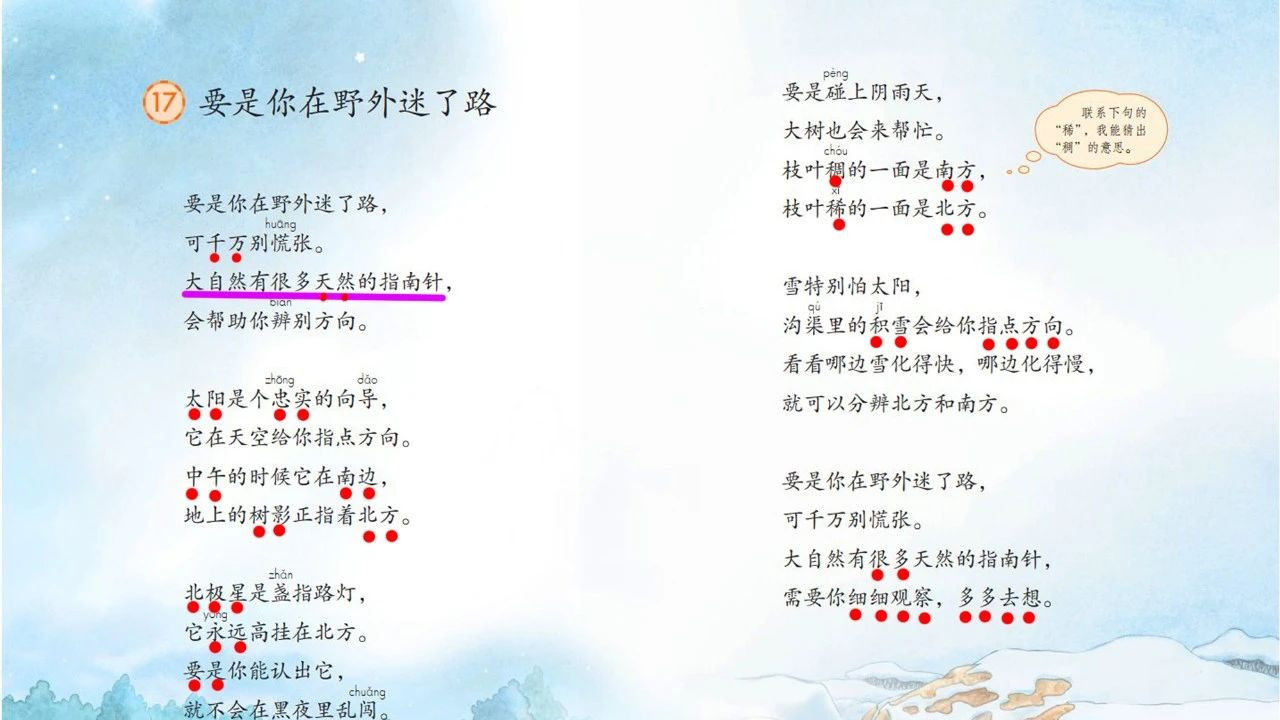二下《要是你在野外迷了路》：天然指南针怎样指点方向的？难理解