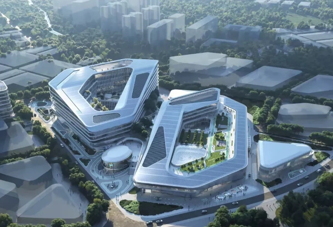 小鹏汽车新建的总部大楼，看起来气派极了。

从效果图上来看，这座大楼有两个主要结