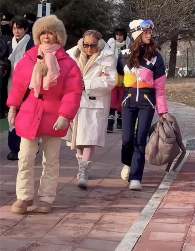 感觉李小冉的画风格外不一样，别人都穿

得鼓鼓囊囊的，李小冉还是一长条，在她身上