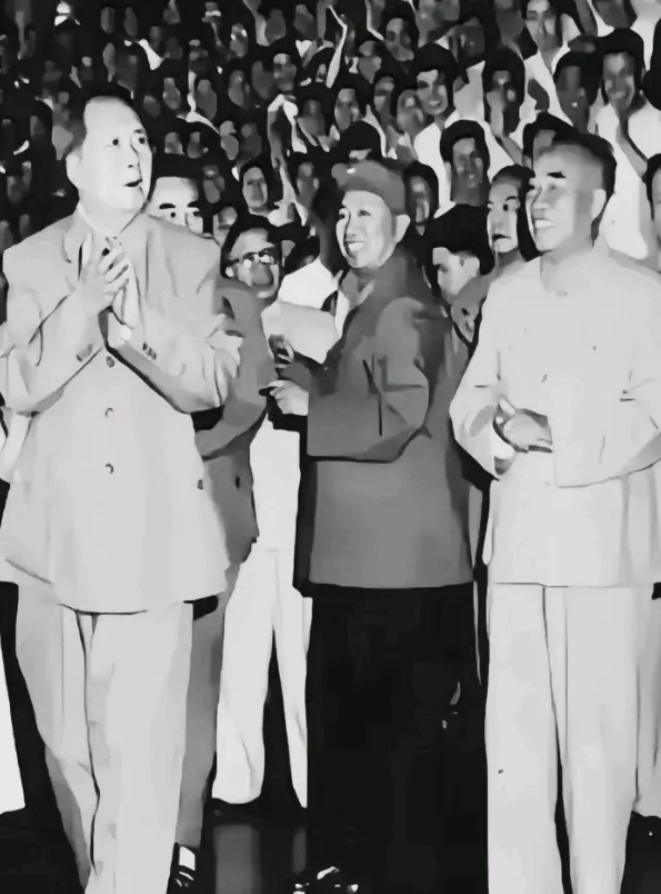 这张照片还比较罕见，1964年夏天毛泽东主席接见出席一次会议的代表们。整个会场沸