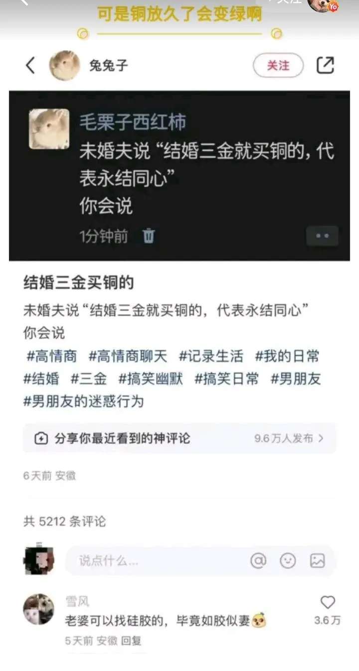 结婚三金买铜的