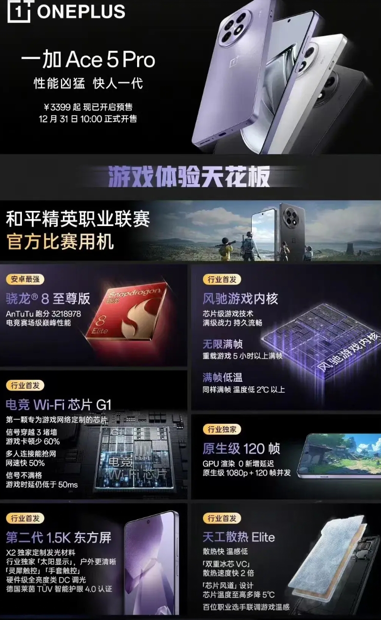 3399的骁龙8至尊版手机！真的被一加Ace5pro发布了。一个个不都喊着今年骁