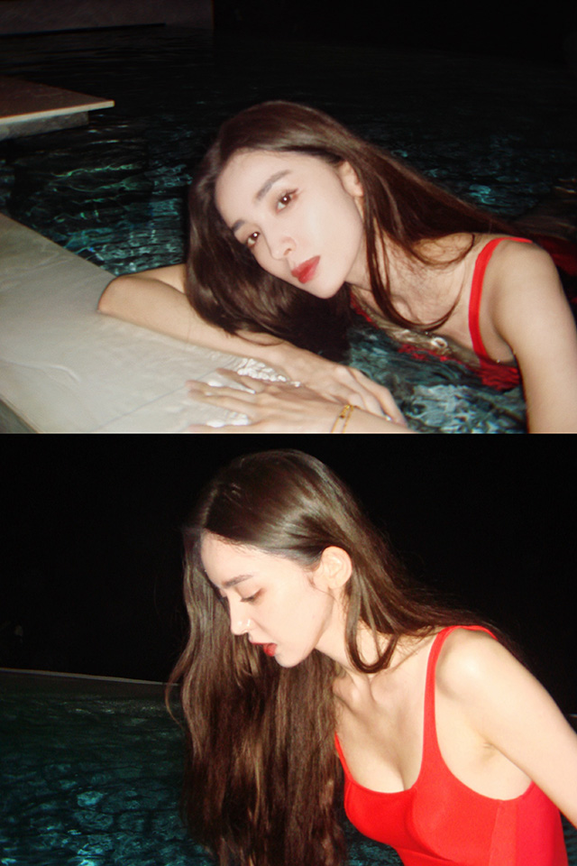 #娜扎的红色泳衣#女星太卷了。之前是白鹿疯狂晒图，现在是娜扎主动营业。听说，为了