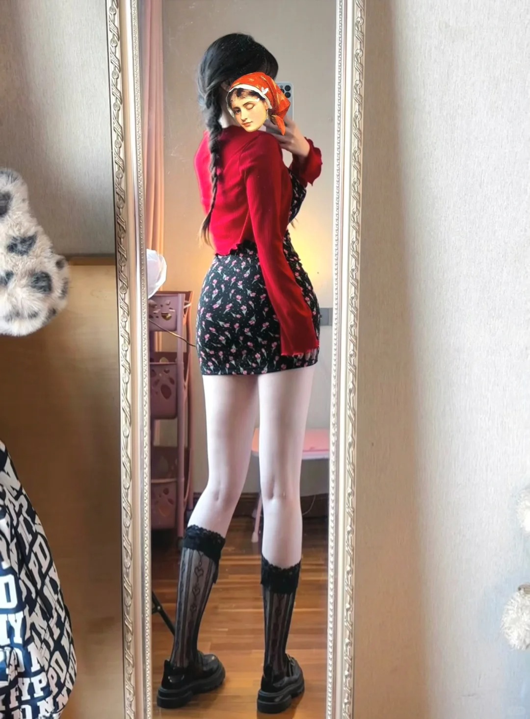 少女感黑红穿搭