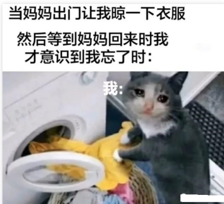 当妈妈出门让我晾一下衣服