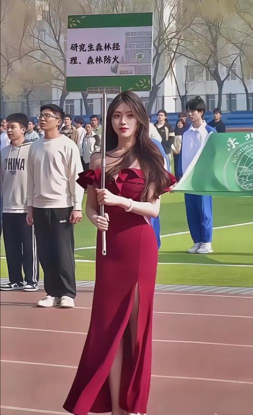校运动会现场，最美女大