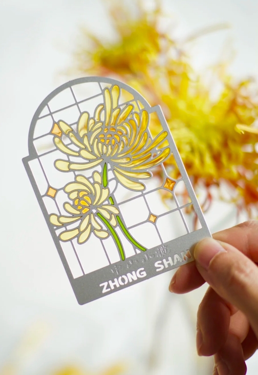 镂空与透光的美！菊花冰箱贴