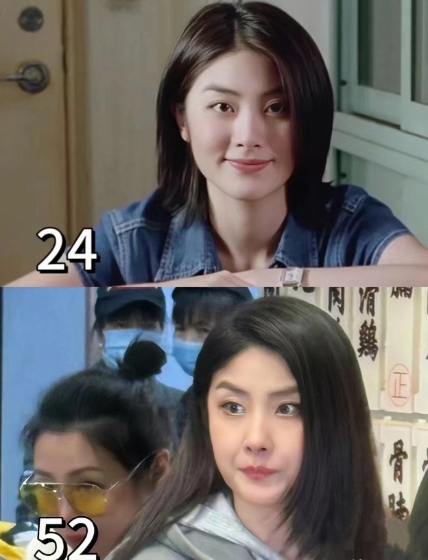 岁月从不败美人，24岁的陈慧琳和52岁的陈慧琳，时光似乎在她脸上停驻了一般。她出