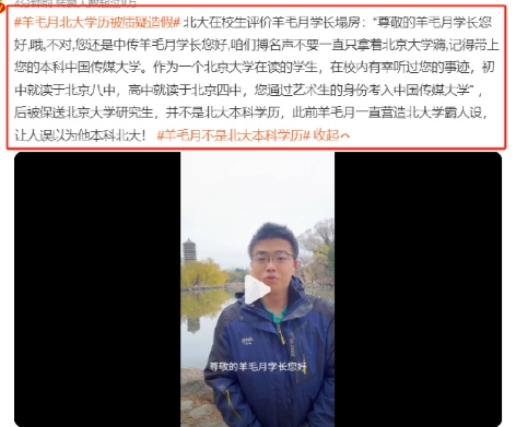不算造假，顶多算过度营销。羊毛月是本科中传，保送北大硕士，在我们普通人看来已经是