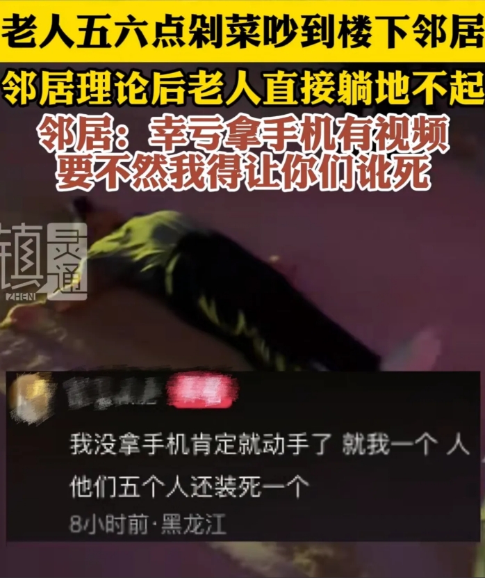躺下就赢了？黑龙江一男子，每天早上五六点起来剁菜，吵到楼上女子。女子找上门去说理