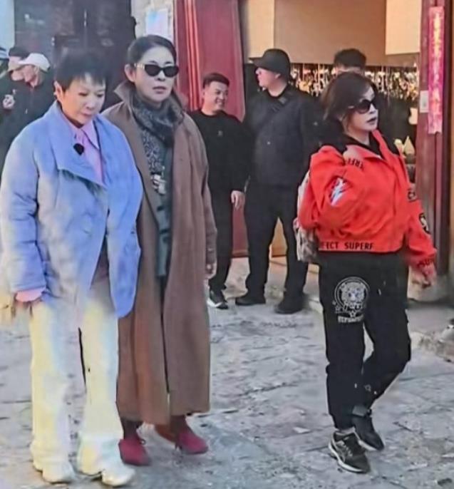 63岁蔡明逛丽江古城步履蹒跚。
 
63岁应该不算老啊，周围60多岁的阿姨们天天