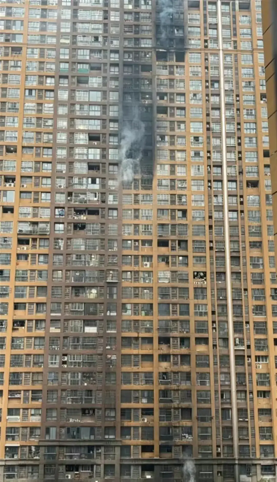 总高34层，还是3梯8户，一个单元256户，从远处看密密麻麻像鸟笼！凌晨着火的南