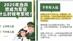如果是2025年入伍，想要成为军官，什么时候可以考军校呢？
春季入伍可以选择26