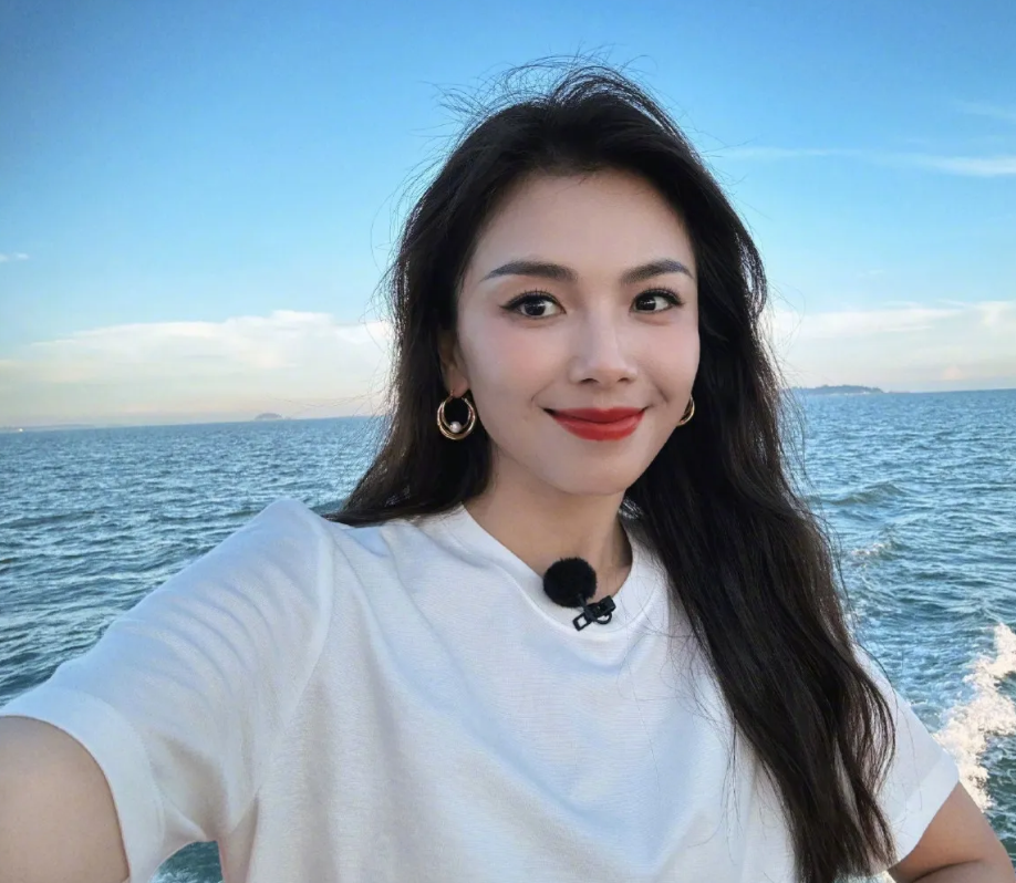 刘涛晒自拍照，海边的她年轻美丽轻松惬意，笑容明媚元气满满状态超级好。