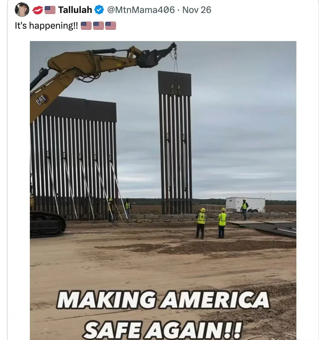 川普尚未正式回白宫，南部边境已开始恢复建墙