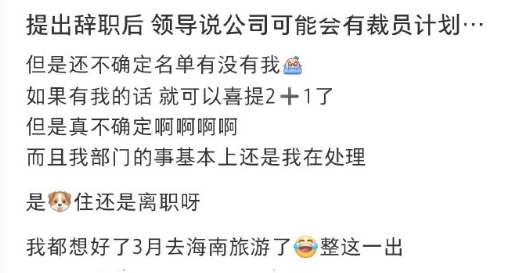 提辞职后领导说公司有裁员计划