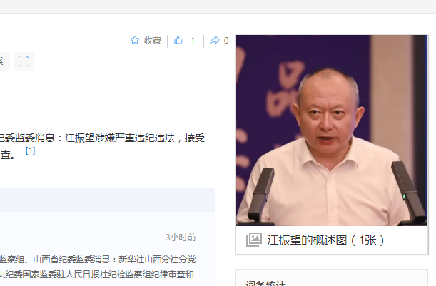中纪委消息，汪振望被查