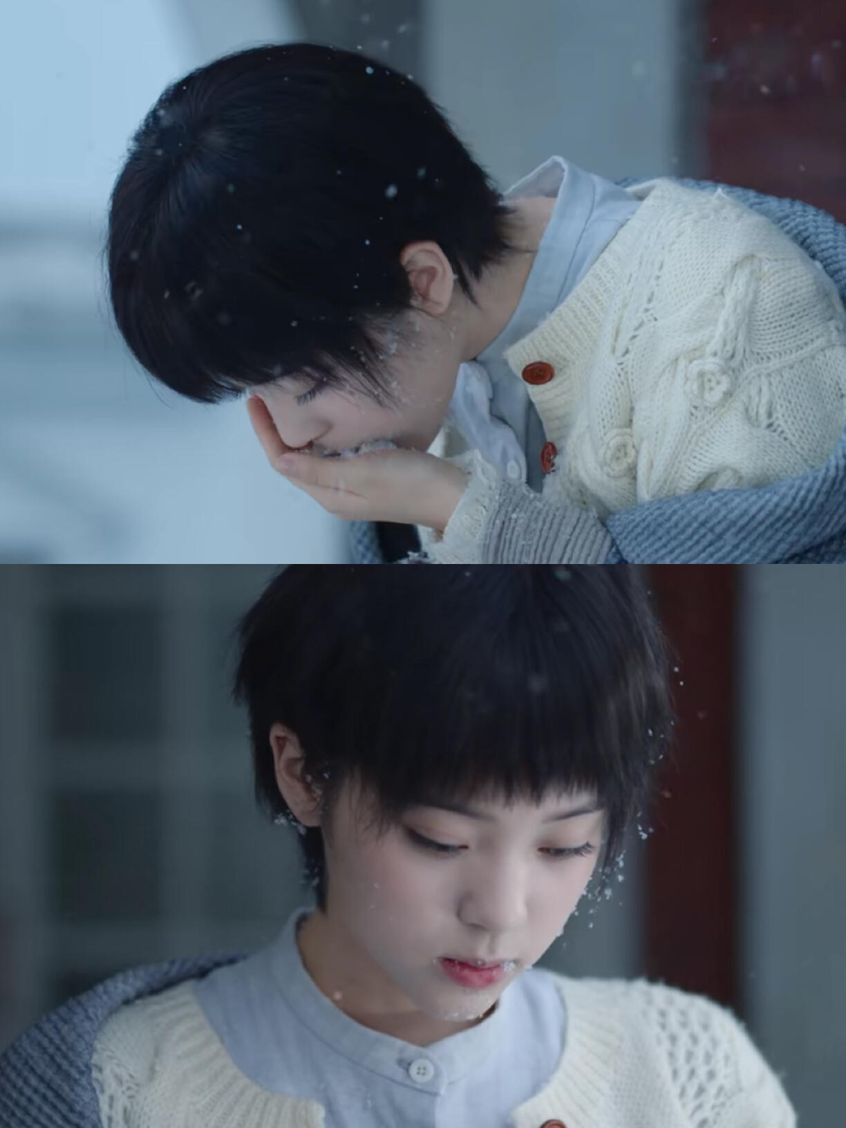 娜娜吃雪这幕好像一只软乎乎的小猫咪
