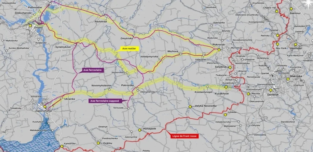 西方分析家发布了一张乌克兰地图，这张地图显示了乌克兰军队在顿巴斯地区的主要补给路
