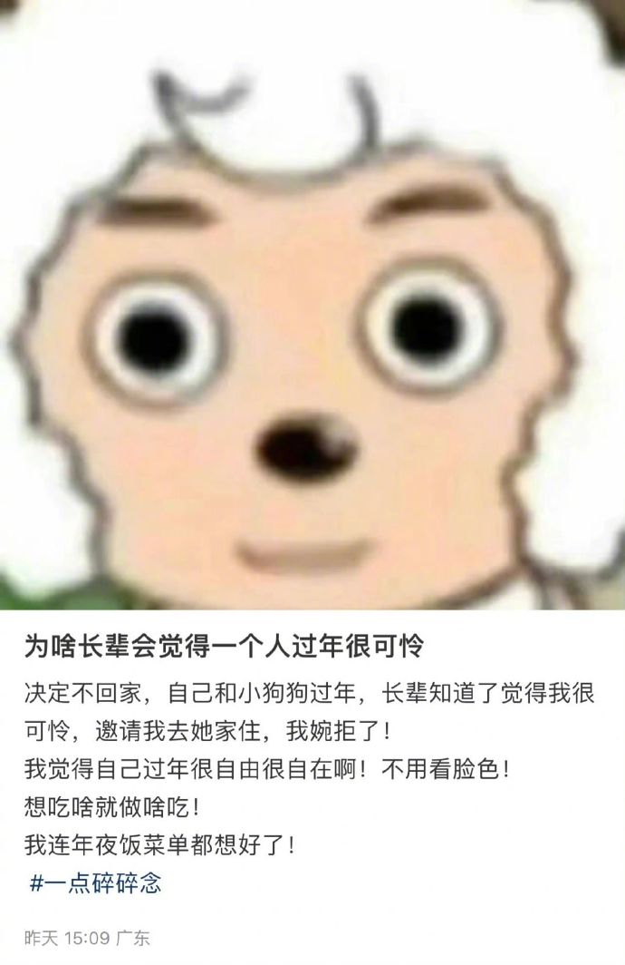 长辈以为：年轻人一个人过年可怜