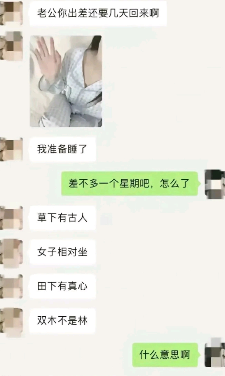 这是什么意思，媳妇说看不懂就别回来了[哭笑不得]