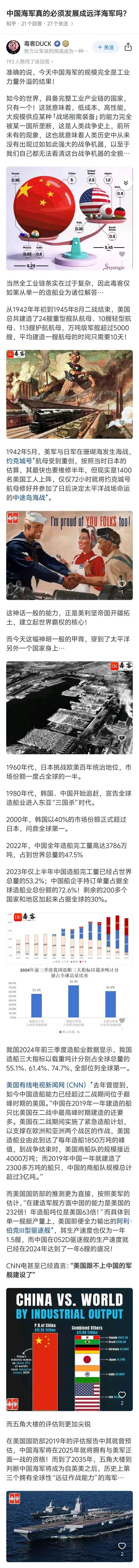 中国海军真的必须发展成远洋海军吗？
必须！
毋庸置疑！
我们必然会强大，我们也必