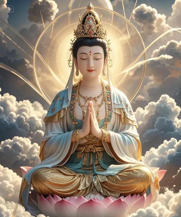 幸遇观音，祥瑞降临，百病随风而散。
愿君全家，病痛尽消，从此康健无忧，无灾无难。