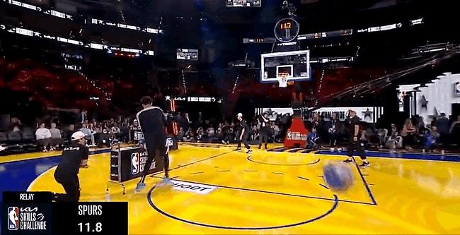 卡BUG？保马组合聪明反被聪明误！
在今天NBA全明星单项赛技巧挑战赛中，马刺组