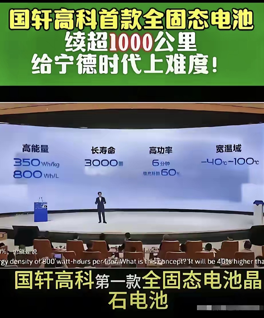 1000公里续航的固态电池终于来了，国轩高科打脸“充电线直径不得2米”的说法。
