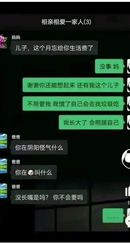 这个爸爸的三观比较正，有事说事，阴阳怪气的说话容易让人暴躁