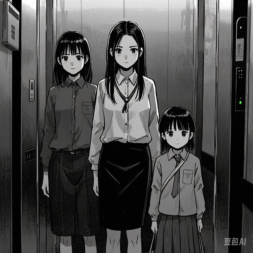 电梯里的母女