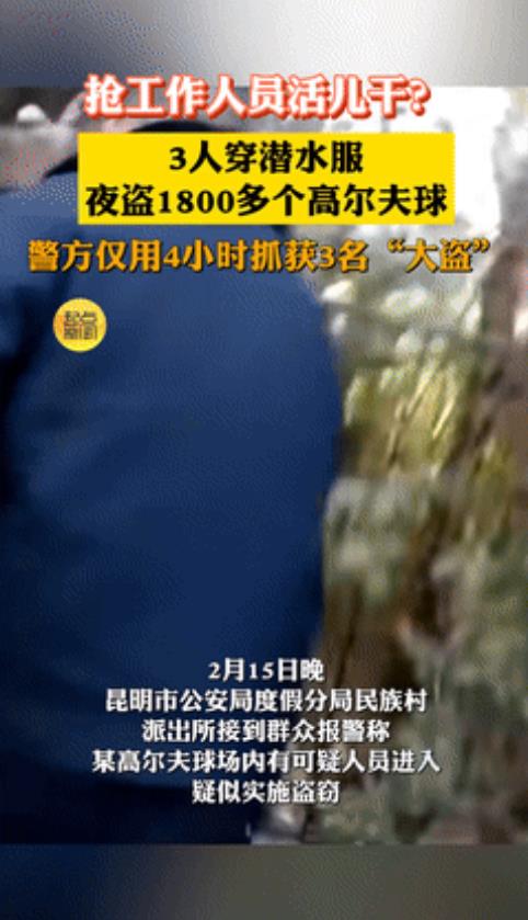 “老板是高人！”昆明，3个小伙穿潜水服，通宵偷捞2000多个高尔夫球！不料，还没