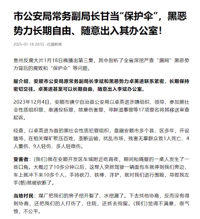 贵州安顺，一男子在当地无恶不作，串通投标、垄断运输、故意伤人、扰乱市场经营秩序等