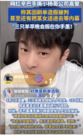 辛巴居然说三只羊的创始人卢文庆有判刑史！这可是个大新闻啊，网友们一下子就炸开锅了