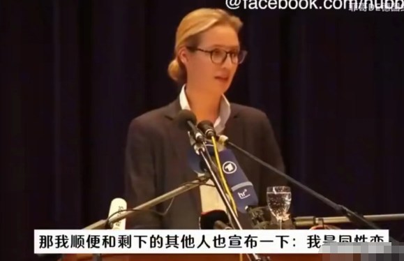 德国总理有力竞争者魏德尔，争议题材不算少，最大争议是她本身是一位“同性恋者”，然