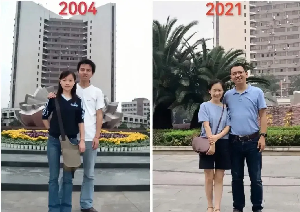 夫妻俩17年后变化真大。