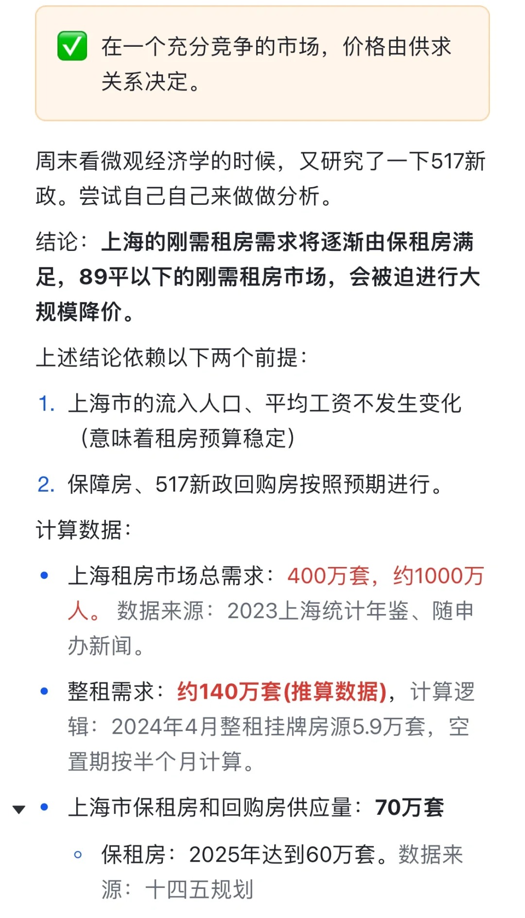 租房价格可能也要撑不住了
算了算保租房的供应量，结合517新政。
未来租房和买房