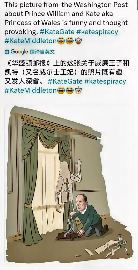 华盛顿邮报漫画这样暗示威廉和凯特
