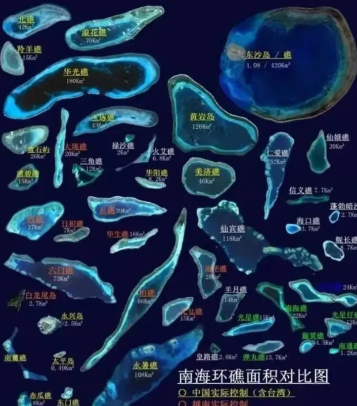 南海300多个岛礁中，我国实控的已有140多个！

第一，在这140多个岛礁中，