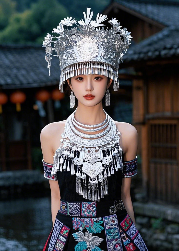 惊艳！苗寨走出的银冠少女，纯欲之美破圈