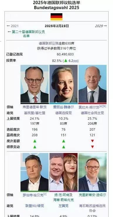 默茨获得组阁权，有望成为德国新总理
或许是万斯和马斯克的力挺，使德国人意识到不能