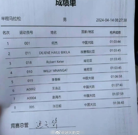 何杰不需要这个冠军来证明自己！特步也不需要这样的方式来证明自己的产品！北半马也不